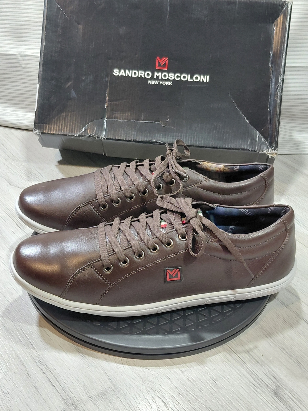 NEW Sandro Moscoloni Hash Men’s Dark Brown Brazilian Leather  Casual Sneakers 11